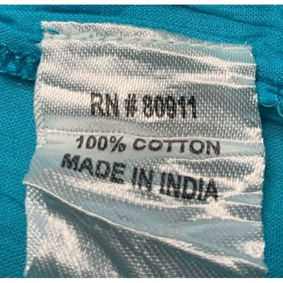 Serengeti Crinkle Cotton Top Front Tie Cropped New 100% Cotton Size 1X Beachy - Picture 3 of 4